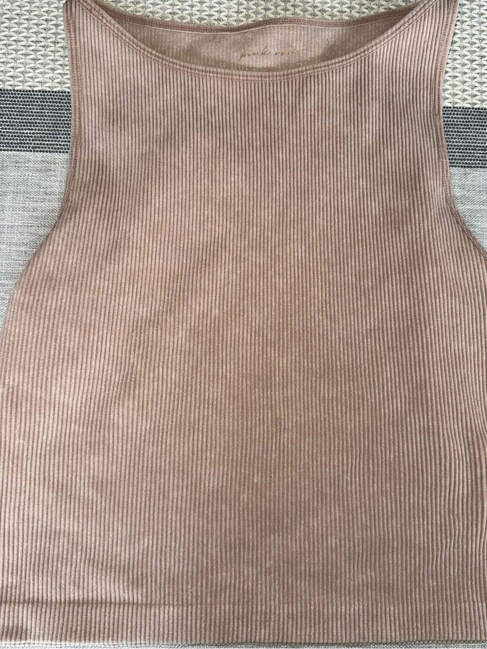 Pink Rose Ribbed High Neck Tank Top Rose Pink Size Large
